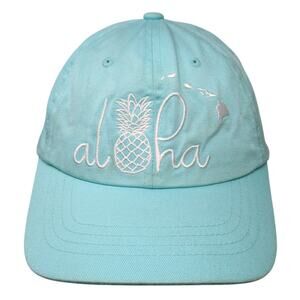 Aloha Pineapple Slideback Hat Blue One Size Adjustable Embroidered